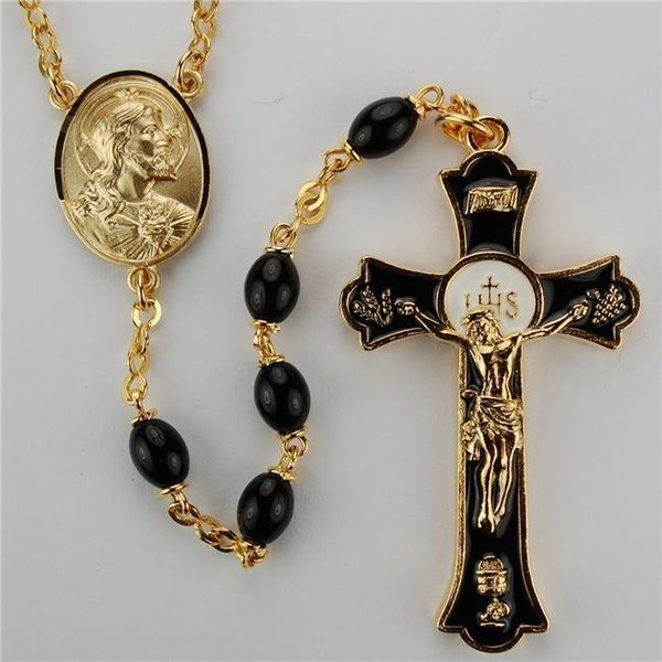 Mcvan McVan R559HF 4 x 6 mm Holy Mass Crucifix Cross Rosary Set - Black R559HF